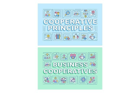 Business Cooperatives Word Banner Set Graphics