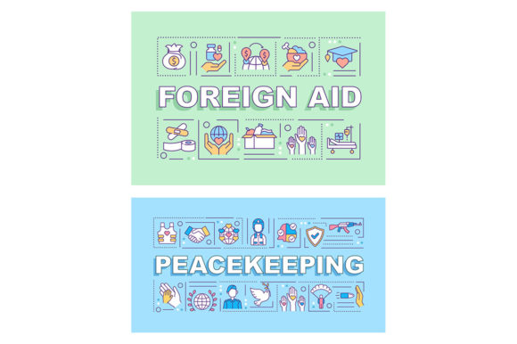 Foreign Aid Word Concepts Banner Set: Graphics for Local Business Branding